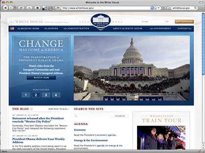 Screenshot of whitehouse.gov site